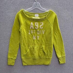 Abercrombie Juniors Sweater Medium Lime A92 1st DIV NY Scoop Fitted